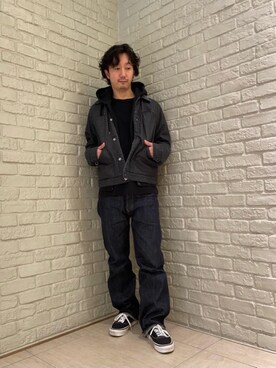 「ボア」｜「アイテム（デニムジャケット）」を使った、HIDEさん（メンズ・172cm）の冬コーディネート