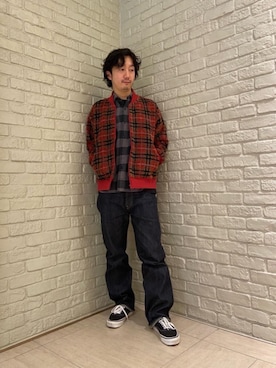 「ネルシャツ」｜「アイテム（その他アウター）」を使った、HIDEさん（メンズ・172cm）の冬コーディネート