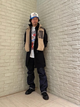「ロンt」｜「アイテム（その他アウター）」を使った、HIDEさん（メンズ・172cm）の冬コーディネート