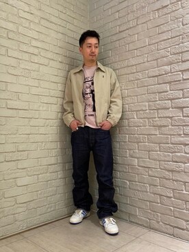 「バンドT」｜「アイテム（ブルゾン）」を使った、HIDEさん（メンズ・172cm）の春コーディネート