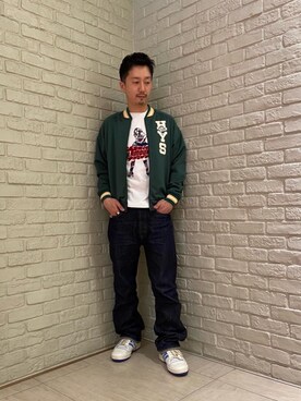 「刺繍」｜「アイテム（ジャージ）」を使った、HIDEさん（メンズ・172cm）の春コーディネート