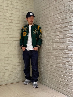 「スタジャン」｜HIDEさん（メンズ・172cm）の秋コーディネート