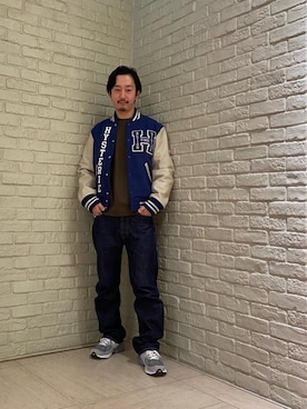 「でにむ」｜「アイテム（スタジャン）」を使った、HIDEさん（メンズ・172cm）の冬コーディネート