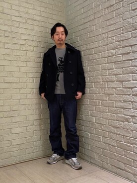 「HYSTERIC GLAMOUR（ヒステリックグラマー）のアイテム（ピーコート）」を使った、HIDEさん（メンズ・172cm）の冬コーディネート