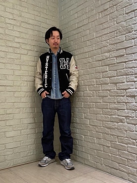 「でにむ」｜「アイテム（スタジャン）」を使った、HIDEさん（メンズ・172cm）の冬コーディネート