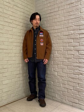 「シャツ 」｜「アイテム（ブルゾン）」を使った、HIDEさん（メンズ・172cm）の冬コーディネート