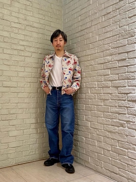 「シャツ 」｜「アイテム（ブルゾン）」を使った、HIDEさん（メンズ・172cm）の春コーディネート