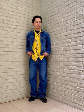 「シャツ 」｜「アイテム（デニムジャケット）」を使った、HIDEさん（メンズ・172cm）の春コーディネート