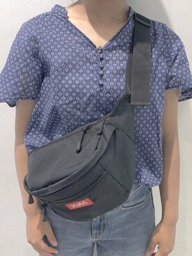 「X-girl（エックスガール）のアイテム（ショルダーバッグ、ブラック系）」を使った、suzunaさん（レディース・155cm）の夏コーディネート