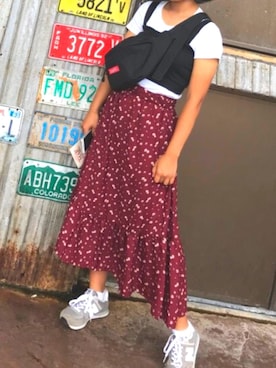 「X-girl（エックスガール）のアイテム（ショルダーバッグ、ブラック系）」を使った、suzunaさん（レディース・155cm）の秋コーディネート