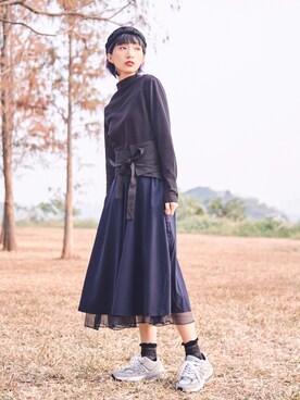 「盐系风格」｜「アイテム（スカート）」を使った、林酷Coolさん（レディース・160cm）の冬コーディネート