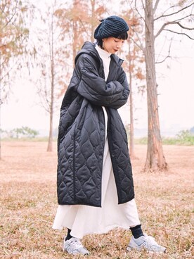 「日系极简」｜「アイテム（モッズコート）」を使った、林酷Coolさん（レディース・160cm）の冬コーディネート