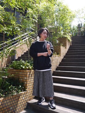 「Rougevif」｜「アイテム（スウェット）」を使った、RUKAさん（レディース・160cm）の春コーディネート