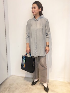 「interstaple（インターステイプル）のアイテム」を使った、RUKAさん（レディース・160cm）の春コーディネート