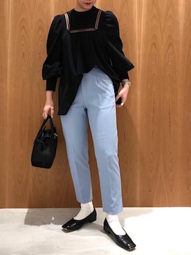 「LOWELL things（ロウェル　シングス）のLegacy/レザー2WAYオープントートバッグ mini（トートバッグ）」を使った、RUKAさん（レディース・160cm）の春コーディネート