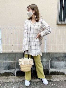 「GLOBAL WORK（グローバルワーク）のアイテム（マスク）」を使った、ミユさん（レディース・157cm）の春コーディネート