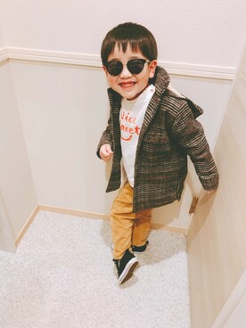 「ZARA（ザラ）のアイテム（その他アウター）」を使った、kr＊mamさん（キッズ・110cm）の冬コーディネート