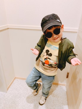 「H&M（エイチ・アンド・エム）のアイテム（MA-1）」を使った、kr＊mamさん（キッズ・110cm）の冬コーディネート
