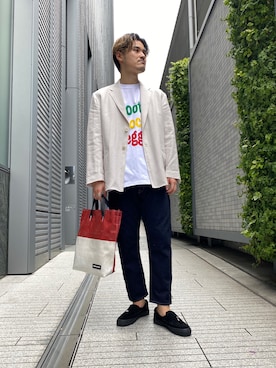 「アイテム（スリッポン）」を使った、Tsunodaさん（メンズ・174cm・20代）の春コーディネート
