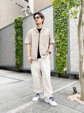 「LENO（リノ）のアイテム（カーゴパンツ）」を使った、Tsunodaさん（メンズ・174cm）の夏コーディネート