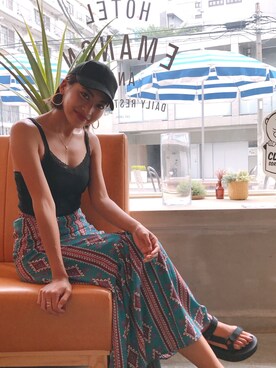 「Vicente（ヴィセンテ）の【中村アンナコラボ】マーメイドマキシスカート（スカート）」を使った、Vicente👖さん（レディース・157cm）の夏コーディネート