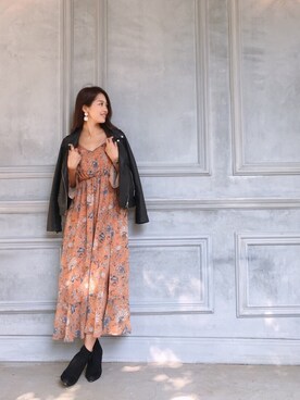 「Vicente（ヴィセンテ）のリアルレザーライダースジャケット（ライダースジャケット）」を使った、Vicente👖さん（レディース・168cm）の秋コーディネート