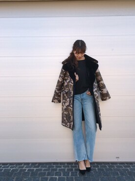 「迷彩」｜「アイテム（ムートンコート）」を使った、Vicente👖さん（レディース・168cm）の冬コーディネート