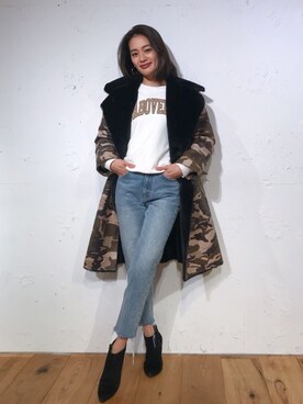 「迷彩」｜「アイテム（ムートンコート）」を使った、Vicente👖さん（レディース・162cm）の冬コーディネート