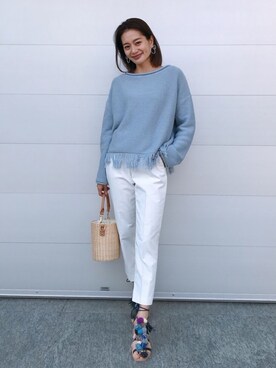 「おおぶりピアス」｜「アイテム（ニット/セーター）」を使った、Vicente👖さん（レディース・162cm）の春コーディネート