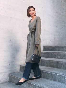 「ガウン」｜「アイテム（トレンチコート）」を使った、Vicente👖さん（レディース・157cm）の春コーディネート