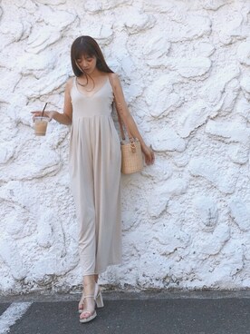 「アイテム（つなぎ/オールインワン、ベージュ系）」を使った、Vicente👖さん（レディース・168cm）の夏コーディネート