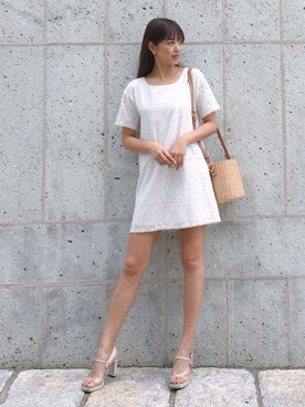 「SPIRALGIRL（スパイラルガール）のアイテム（かごバッグ）」を使った、Vicente👖さん（レディース・168cm）の夏コーディネート