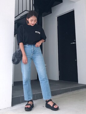 「ブリーチデニム」｜「アイテム（サンダル）」を使った、Vicente👖さん（レディース・157cm）の秋コーディネート