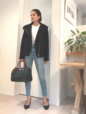 「ネイビーコーデ」｜「アイテム（ブルゾン）」を使った、Vicente👖さん（レディース・162cm）の秋コーディネート