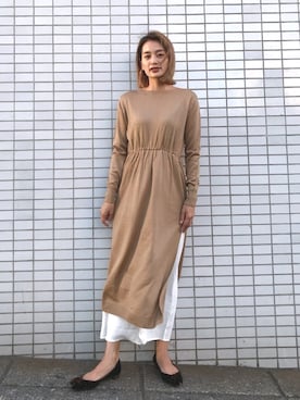 「Vicente（ヴィセンテ）のEarth color maxiワンピース（ワンピース）」を使った、Vicente👖さん（レディース・162cm）の秋コーディネート