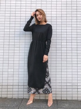 「Vicente（ヴィセンテ）のEarth color maxiワンピース（ワンピース）」を使った、Vicente👖さん（レディース・162cm）の秋コーディネート