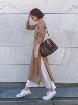 「Vicente（ヴィセンテ）のEarth color maxiワンピース（ワンピース）」を使った、Vicente👖さん（レディース・162cm）の秋コーディネート
