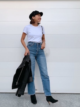 「Vicente（ヴィセンテ）のアイテム（ライダースジャケット）」を使った、Vicente👖さん（レディース・157cm）の秋コーディネート