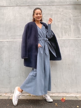「アイラブCONVERSE」｜「アイテム（ワンピース/ドレス）」を使った、Vicente👖さん（レディース・162cm）の冬コーディネート