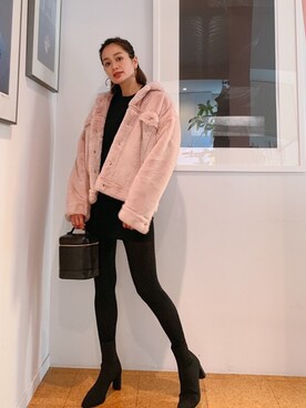 「おおぶりピアス」｜「アイテム（ブルゾン）」を使った、Vicente👖さん（レディース・162cm）の冬コーディネート