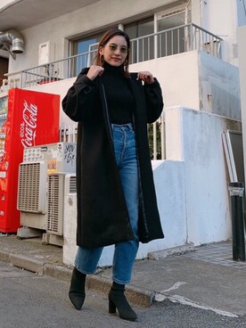 「フード付きアウター」｜「アイテム（その他アウター）」を使った、Vicente👖さん（レディース・157cm）の冬コーディネート