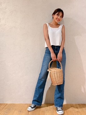「Vicente（ヴィセンテ）のアイテム（タンクトップ）」を使った、Vicente👖さん（レディース・157cm）の夏コーディネート