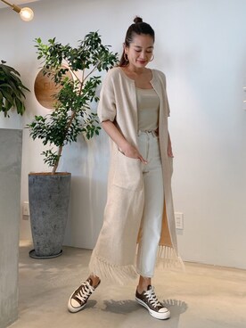 「Vicente（ヴィセンテ）のアイテム（カーディガン/ボレロ）」を使った、Vicente👖さん（レディース・162cm）の春コーディネート