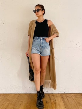 「Vicente（ヴィセンテ）のアイテム（カーディガン/ボレロ）」を使った、Vicente👖さん（レディース・162cm）の春コーディネート