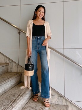 「Vicente（ヴィセンテ）のアイテム（カーディガン/ボレロ）」を使った、Vicente👖さん（レディース・157cm）の夏コーディネート