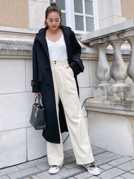 「コーデュロイパンツ」｜「アイテム（ダッフルコート）」を使った、Vicente👖さん（レディース・162cm）の冬コーディネート