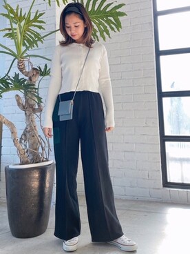 「襟付きトップス」｜「アイテム（スウェットパンツ）」を使った、Vicente👖さん（レディース・163cm）の冬コーディネート