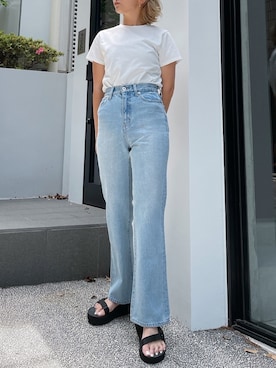「白Tシャツ×デニム」｜Vicente👖さん（レディース・158cm）の春コーディネート