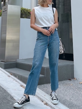 「Vicente（ヴィセンテ）のアイテム（タンクトップ）」を使った、Vicente👖さん（レディース・158cm）の夏コーディネート