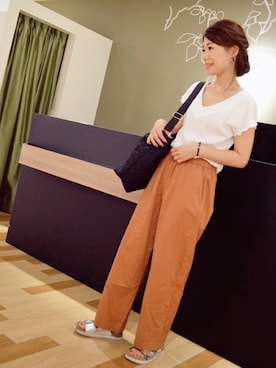 「スカラップ」｜「アイテム（バッグ）」を使った、gocciさん（レディース・160cm）の夏コーディネート